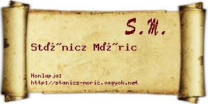 Stánicz Móric névjegykártya